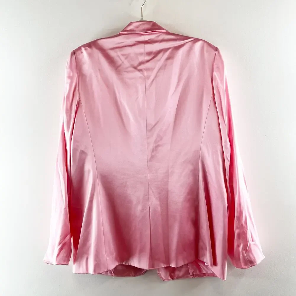 LoveShackFancy Astara Silk Blazer Jacket Pink 10 - Picture 4 of 5